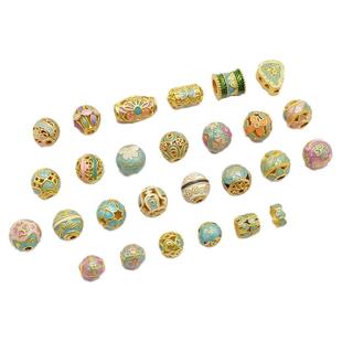 强保色沙金烧蓝景泰蓝圆球镂空花球葫芦隔珠手工DIY串珠首饰配件