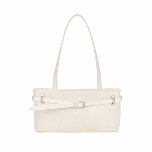 简着25SS 原创 米白豹豹贝里尼尼 通勤皮带装饰单肩腋下法棍包