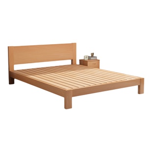 榉木单人床全实木床1.8米双人大床定制主卧室次卧出租房民宿床架