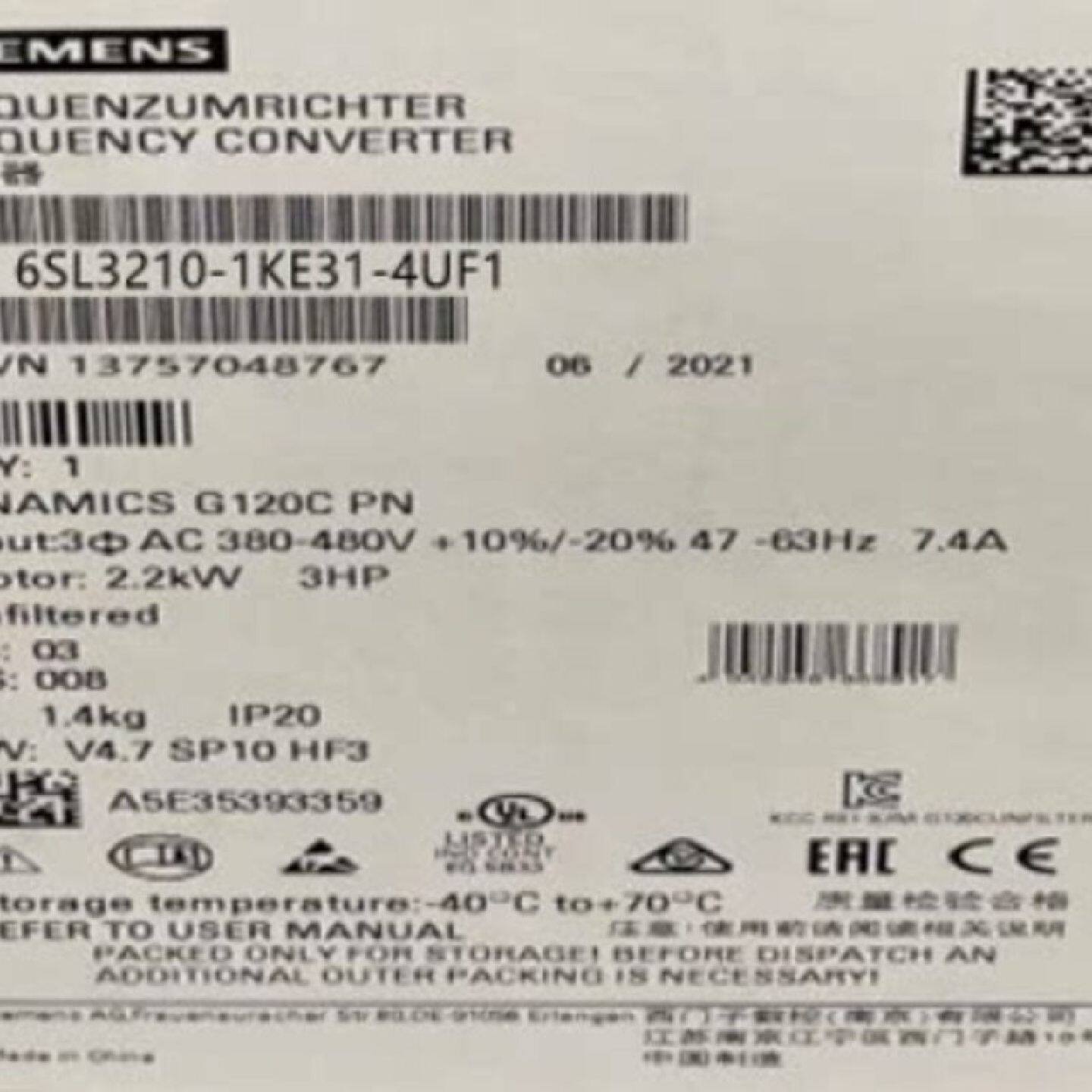 议价6SL3210-1KE31-4UF1西门子G变频器三相功率模块6SL32101KE314
