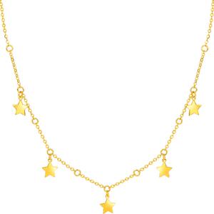 周六福5G黄金星河项链女足金计价星星爱心锁骨链送女友节日礼物