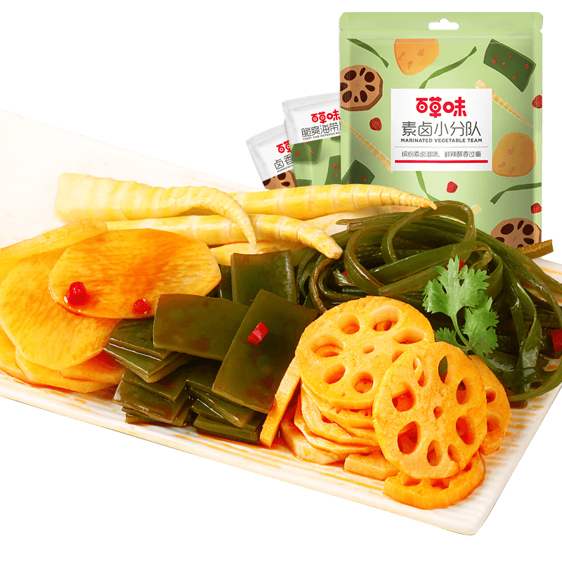 【满减】百草味素卤小分队510g麻辣味零食大礼包网红卤味零食