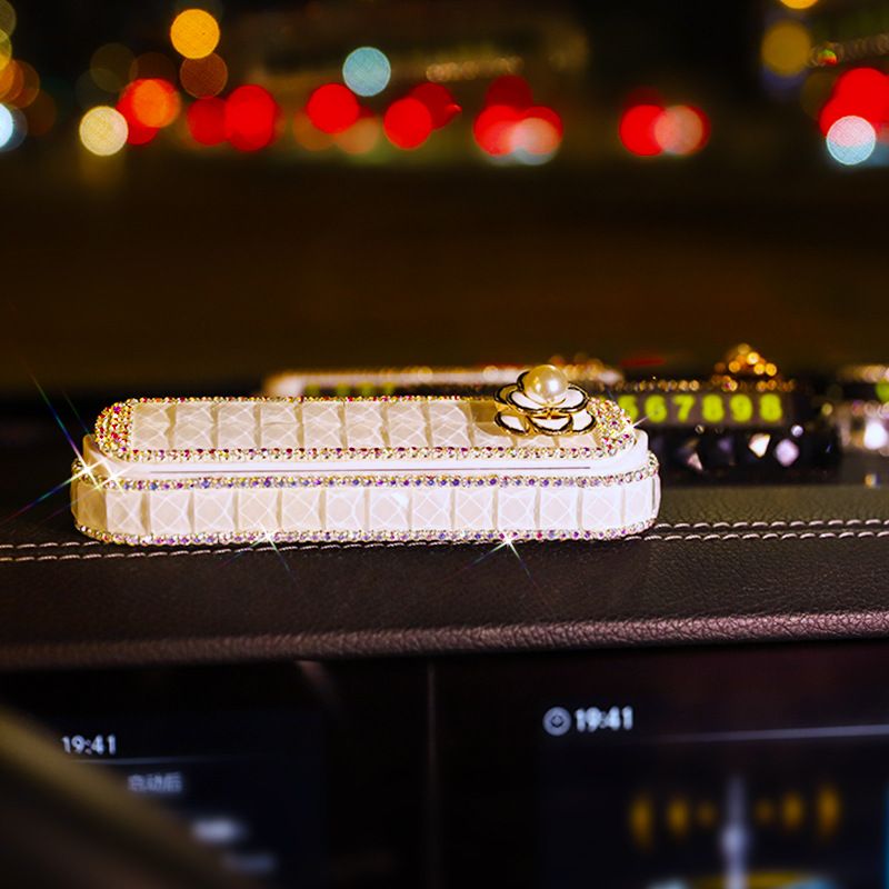 镶钻汽车内临时停车车移车用摆件电话可爱车卡号码牌挪牌数字创意