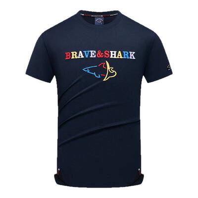 BRAVE&SHARK/勇士鲨鱼2025新款短袖夏季刺绣打底T恤男士圆领上衣