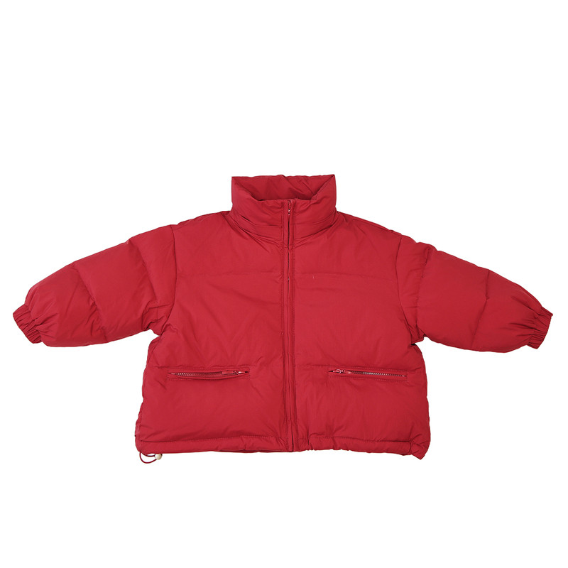 红色棉服帽子可拆手塞棉加厚外套