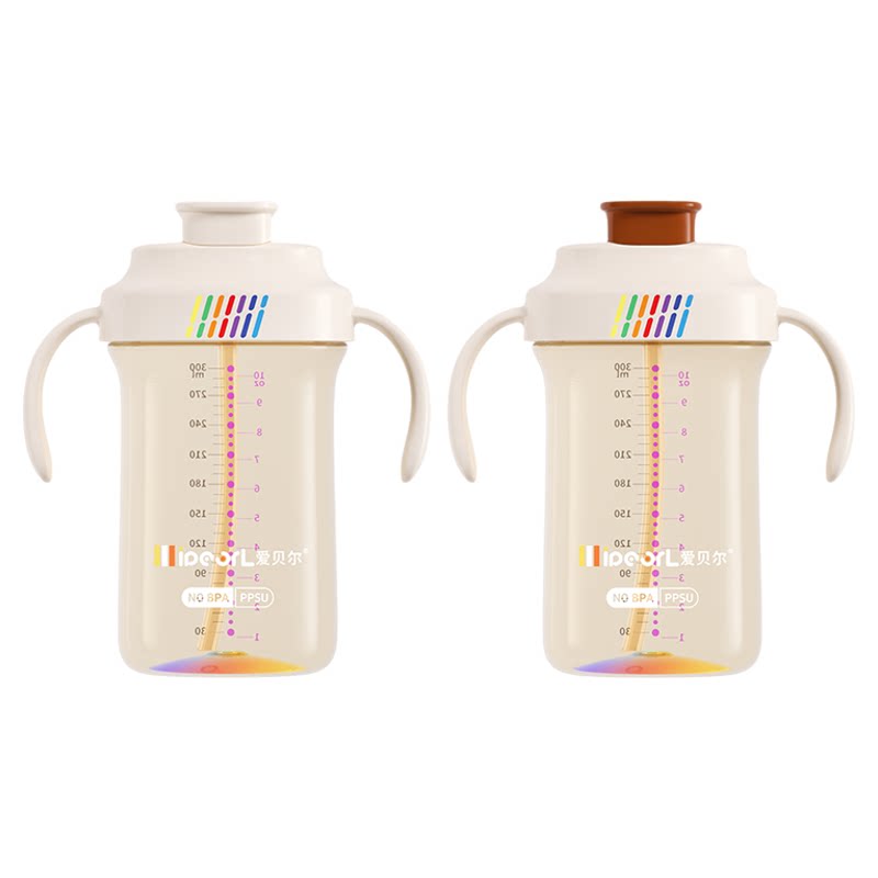 爱贝尔吸管奶瓶PPSU大容量宝宝一岁以上婴幼儿喝奶杯直饮吸管杯
