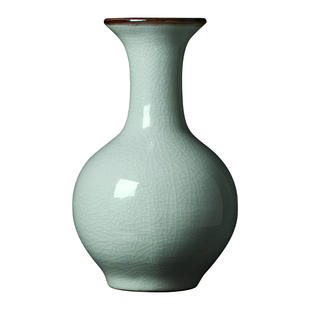 景德镇陶瓷器仿古官窑冰裂纹花瓶新中式客厅博古架工艺品瓷瓶摆件