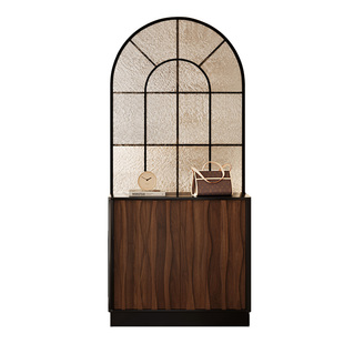 屏风隔断玄关鞋柜一体入户正对门客厅实木中古风新型双面可定制