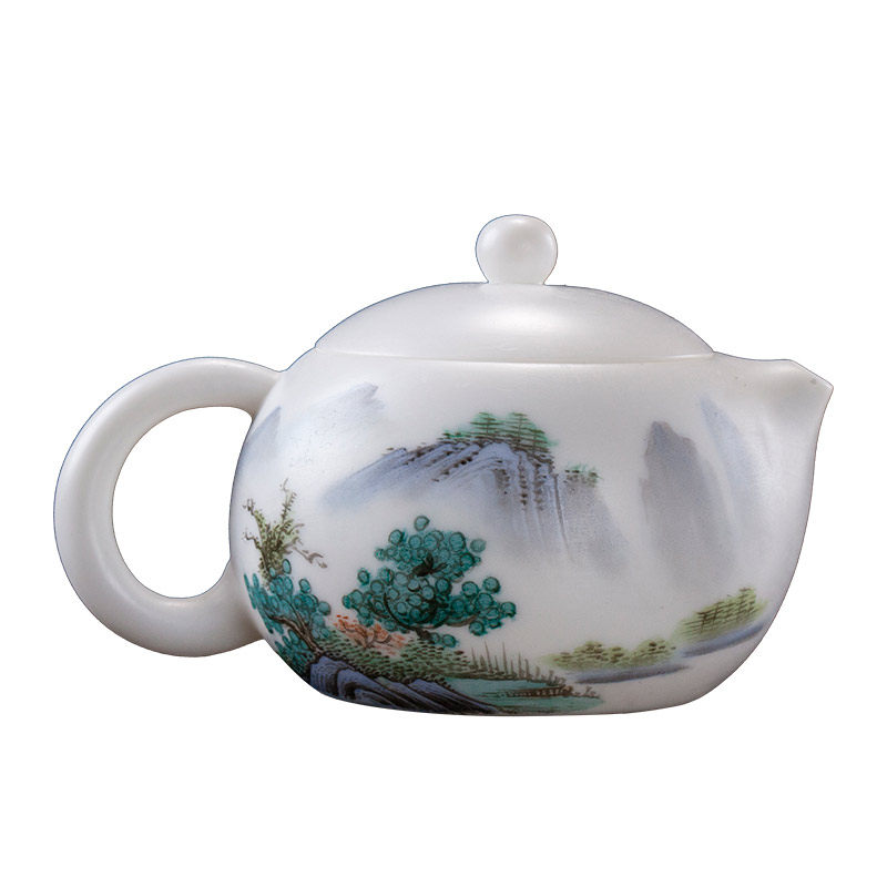 古垚德化白瓷手绘茶壶