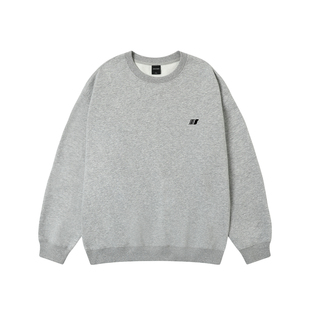 丛林老虎美式420g重磅圆领卫衣男女春秋季基础款灰色加厚无帽上衣