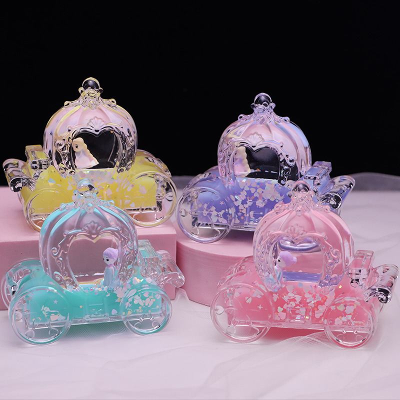 少女心南瓜马车油滴水装饰创意桌面小夜灯笔批发乳礼物液体摆件插