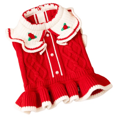 嬉皮狗25秋冬上新#红色翻领毛衣