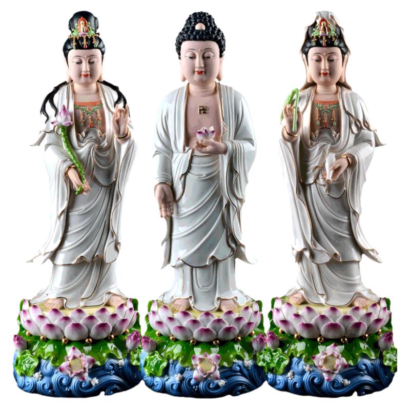 【感恩结缘优惠】陶瓷立莲如来佛祖家用佛像供奉摆件客厅桌面装饰