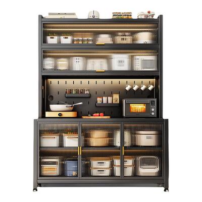 厨房岩板落地多层靠墙收纳架