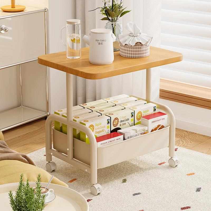 可移动双层茶几小推车边几客厅沙发收纳带轮茶桌卧室置物架小桌子