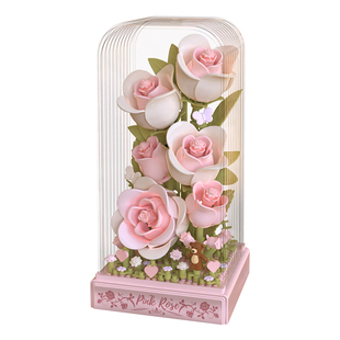 情人节礼物积木拼装玫瑰花束高颜值桌面摆件氛围感手工diy送女友