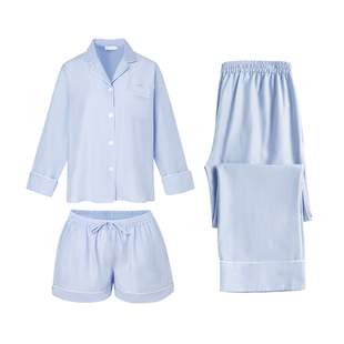 SLKMRKT乃丝春秋新款丝绵长袖保暖睡衣套装女桑蚕丝家居服三件套