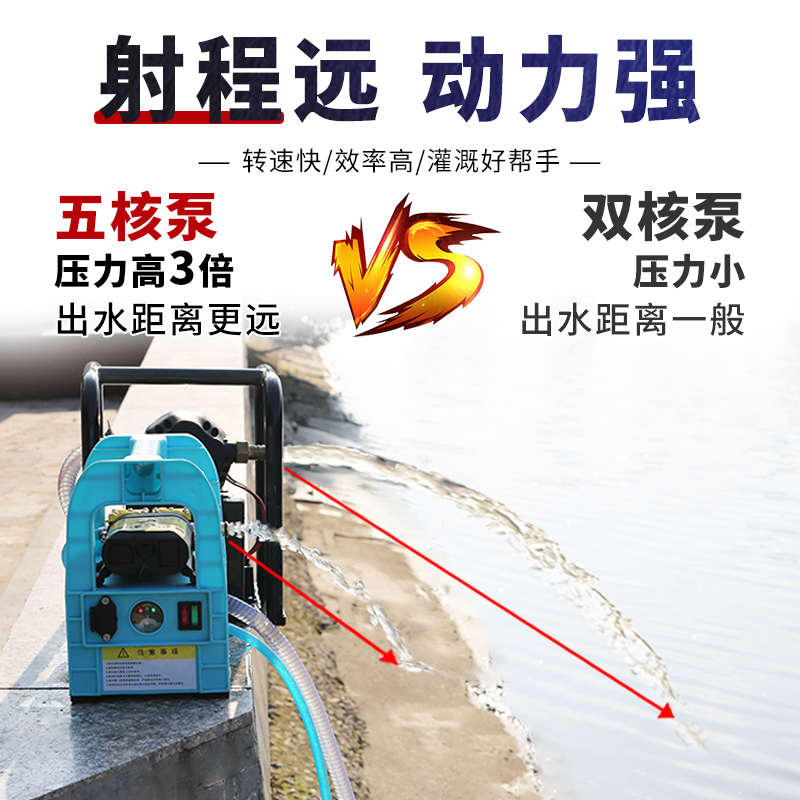 充电式抽水泵大流量农用浇地灌溉浇菜户外抗旱大功率井水自吸