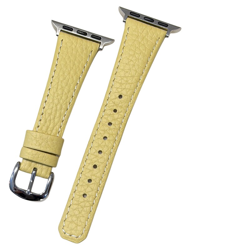适用applewatch方头圆扣真皮表带