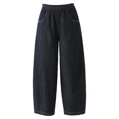 春四季防褪色弯刀牛仔裤女九分裤