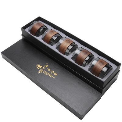 景福耐热玻璃木扣防烫刻字品茗杯