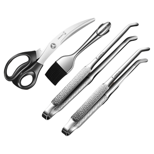 316L不锈钢烧烤工具套装厨房烤肉夹子户外剪刀刷子轻松夹取收纳袋