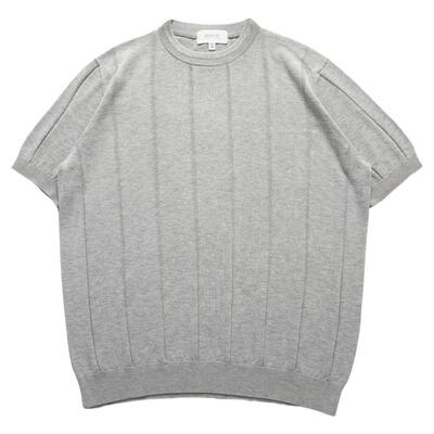 NOFAITH莫代尔40支坑条毛织编织领短袖男夏季宽松精棉混纺t恤上衣