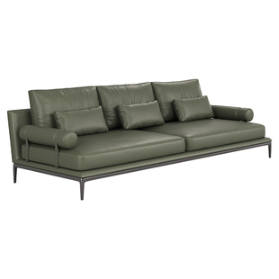 PAULJOHN 意式极简全真皮沙发大平层Atoll别墅客厅三人位沙发简约