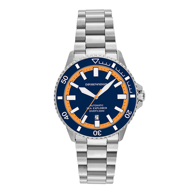 【自营】Armani阿玛尼机械手表男橙蓝水鬼夜光运动潜水表AR60090