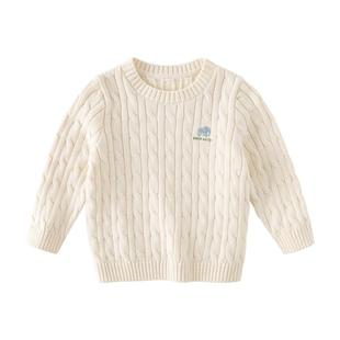 戴维贝拉儿童毛衣女童针织衫男童内搭冬装宝宝羊绒衫洋气红色上衣