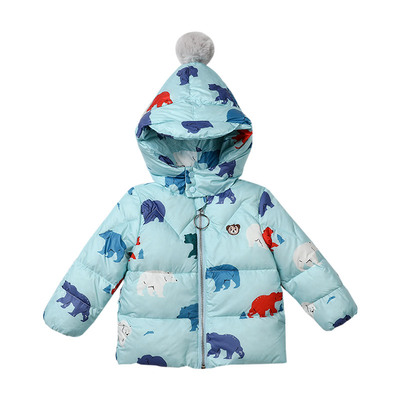 艾贝小熊轻薄保暖羽绒服白鸭绒