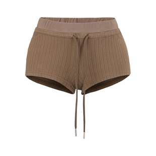 YoungGirlDay漫感长腿性感低腰抽绳松紧腰纯色运动休闲短裤热裤女