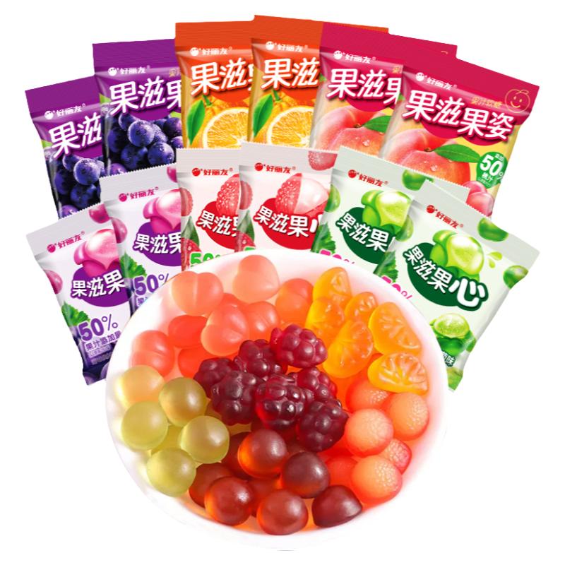 ORION/好丽友果滋果心QQ软糖夹心手剥皮休闲儿童零食品16g/袋糖果
