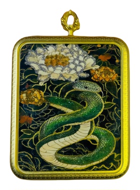 蛇年限定手绘唐卡彩晶朱砂吊坠