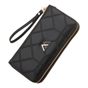 女士钱包2025新款长款钱包女生菱格双层拉链时尚百搭手拿包钱夹子