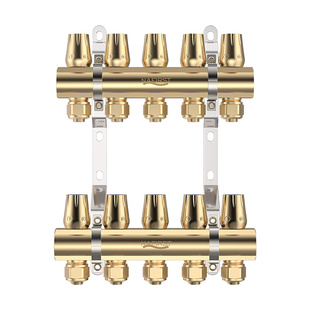 德国NAFIRST大流量地暖分水器家用地热分水器全铜一体集分水器