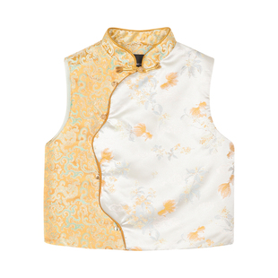 小o宝okids男童儿童过年服新中式外套缎面新年马甲2026新款