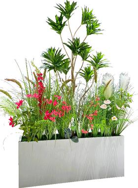 喜语仿真天堂鸟铁艺花箱绿植隔断