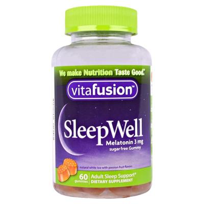 美国VitafusionSleepWell褪黑素安稳瓶睡眠软糖快速60粒