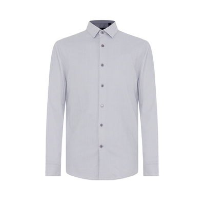 迪柯尼秋季新品男士易打理舒弹小细格长袖商务休闲衬衫