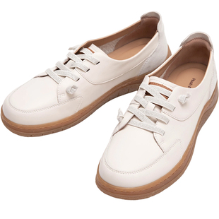 暇步士时尚免系带休闲鞋春秋新款轻便女鞋真皮百搭通勤舒适小白鞋