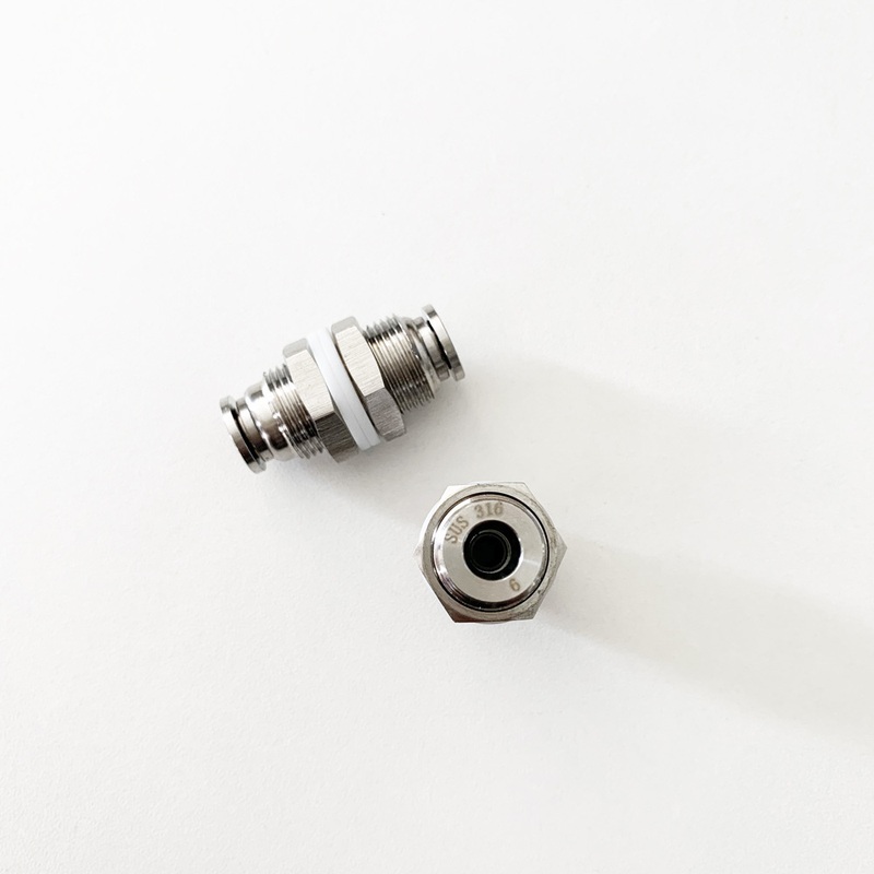 KONGLIAN控连 304不锈钢快插式316直通穿板气动隔板直通接头PM8-6