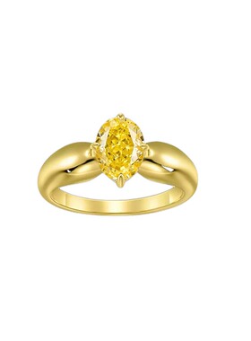 胖嘟嘟黄鸽子蛋戒指女轻奢百搭