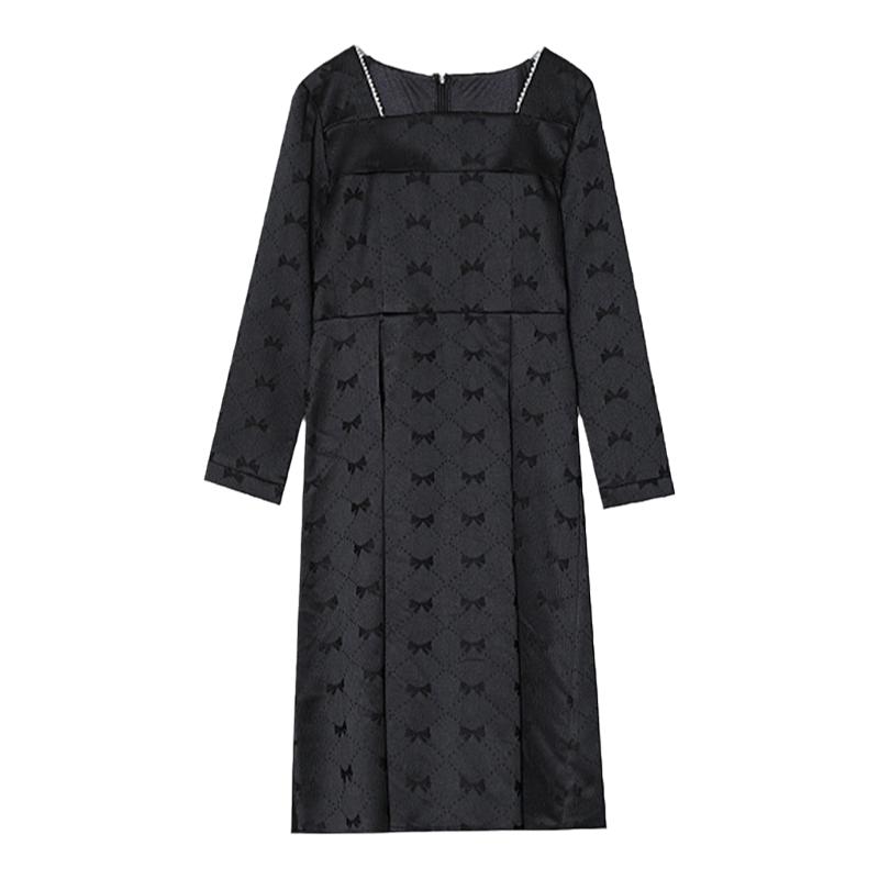 大码红色百褶连衣裙女酒红色礼服