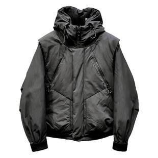 正品真两件羽绒服连帽外套和马甲 潮牌男士冬季90白鸭绒加厚复古