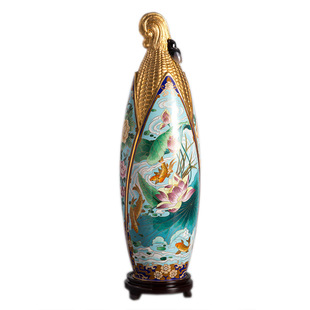 张向东证书景泰蓝花瓶20寸玉米瓶纯手工铜胎掐丝珐琅摆件收藏礼品