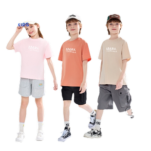 马克华菲2026新款男女童春夏季纯棉短袖儿童宽松宝宝上衣t恤墨JZ
