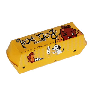 芝士热狗棒拉丝打包盒一次性长方形烤肠芝士棒包装盒子免折船纸盒