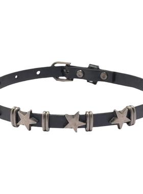 暗黑朋克五角星黑色皮质手链