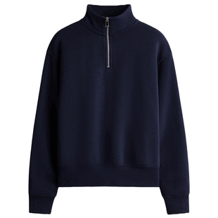 HM女装卫衣冬季新款row系卫衣拉链头保暖时尚潮流运动衫1314275